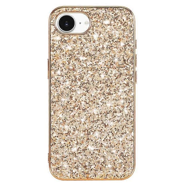 Kompatibel med iPhone 16e-deksel TPU + PC glitrende glittertelefonbakdeksel Gull