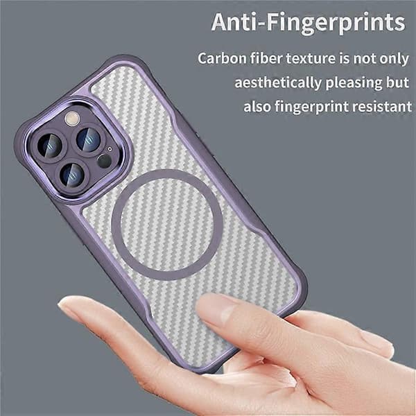 Kompatibel med iPhone 13 Pro Magnetiskt telefonfodral TPU+PC Baksida Kolfibertextur A