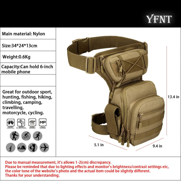 YFNT Tactical Drop Leg Bag miehille Naisten sotilaallinen reisipussi