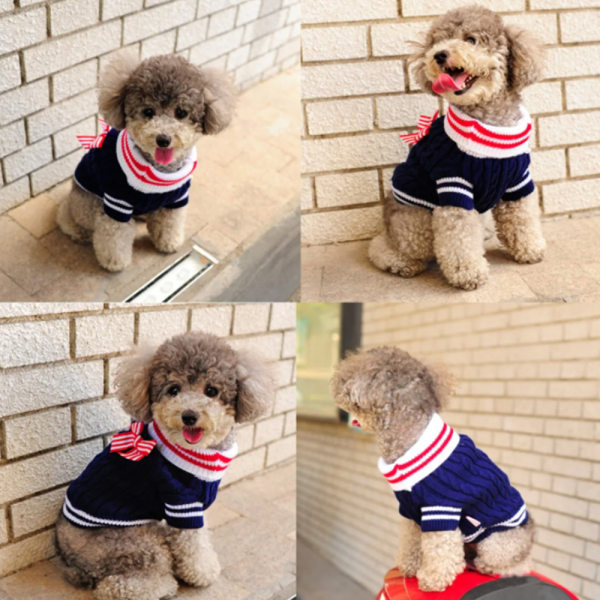 Pet Sweater Hund Blå Navy Style Sweater Pet To Ben Knittet