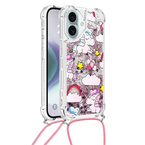For iPhone 16 TPU-deksel med snor og kvikksandmønster