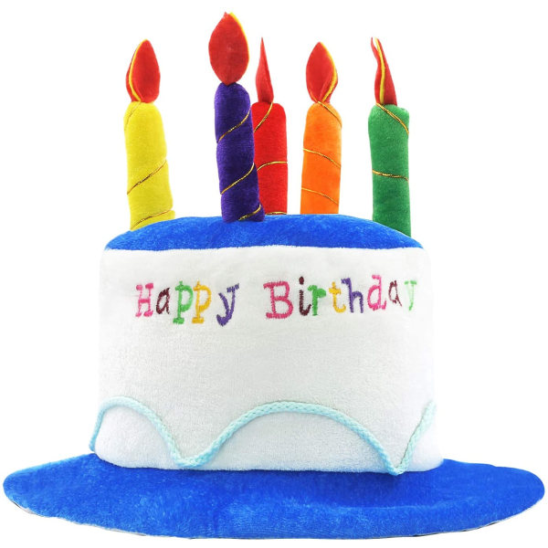 Plysj Happy Birthday Cake Hat - Unisex Fancy Dress Pa