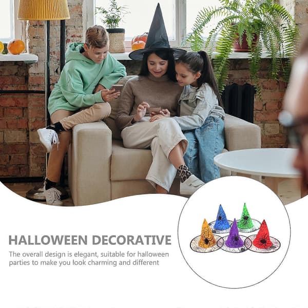 Halloween heksehatte til Halloween kostume 5 stk. assorterede farver A