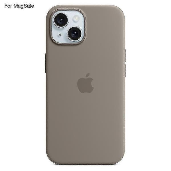 Skal för iPhone 15 Kompatibelt med Magsafe Flytande Silikon Baksida [Induktionspopup] - Mi (Grå)