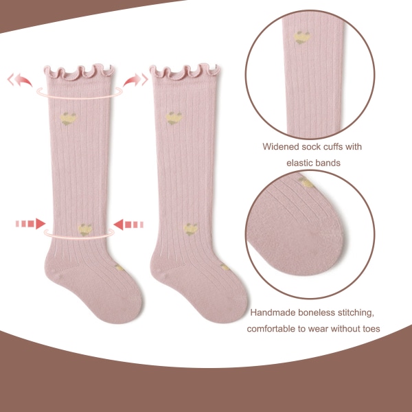Baby jenter knehøye sokker for barn Småbarn Tube volangerte strømper L