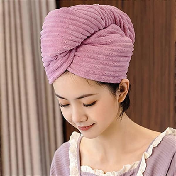 Mikrofiber Hårhåndklæde til Kvinder Hurtigtørrende Plys Tyk Hætte til Brusebad og Bad A
