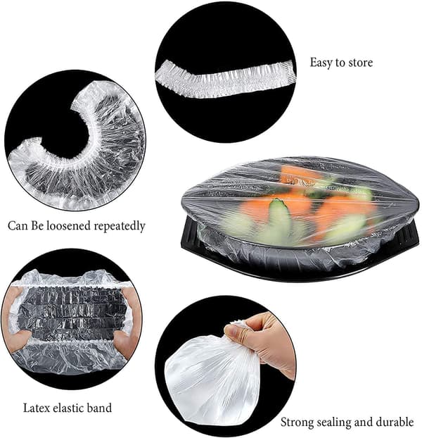Fräscha Förvaringspåsar, Plastförslutningspåsar Matöverdrag, Elastiska Stretch Justerbara Skållock
