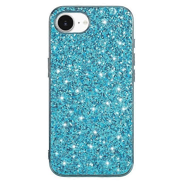Kompatibel med iPhone 16e-deksel TPU + PC glitrende glittertelefonbakdeksel blå
