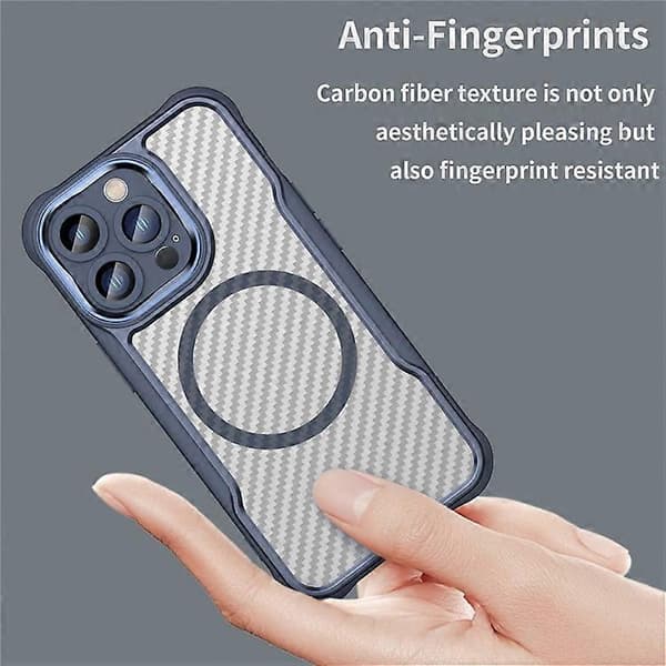 Kompatibel med iPhone 13 Pro Magnetiskt telefonfodral TPU+PC Baksida Kolfibertextur A
