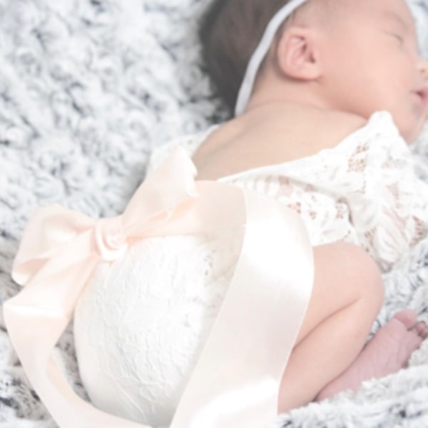 Nyfödd baby spetsbyxor Fotografi rekvisita med rosett huvudbonad S