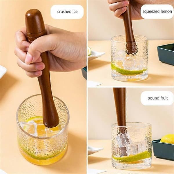 Vinblandingspind Træ Citronpresser Cocktail Muddler Shaker Is Hammeret Ispind