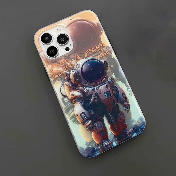 For iPhone 13 Pro Dual-side IMD Astronaut Frosted Phone Case A