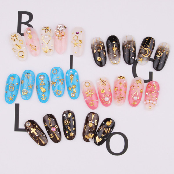 Nail Metal Nail Charms, 3D Nail Art dekorasjon