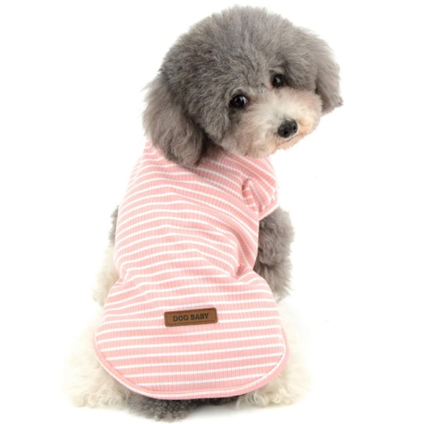 Pet Forår Sommer Hund Pink Stribet Vest Pet Kortærmet Hund