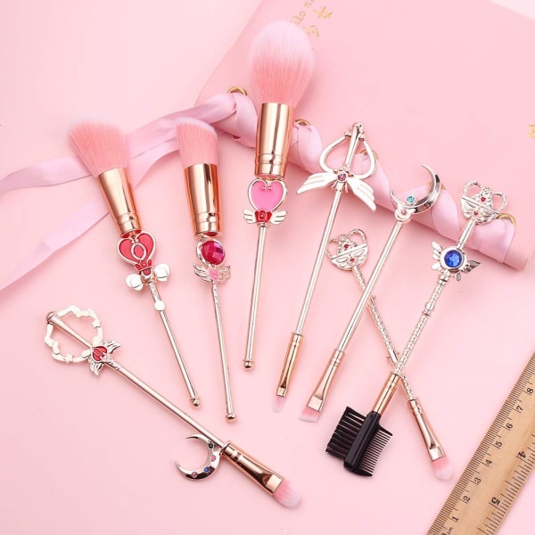 Sailor Moon Makeup Brushes Set - 8pcs Kosmetisk Makeup Brush Set Professionelt Værktøjssæt Pink Snørepose Inkluderet