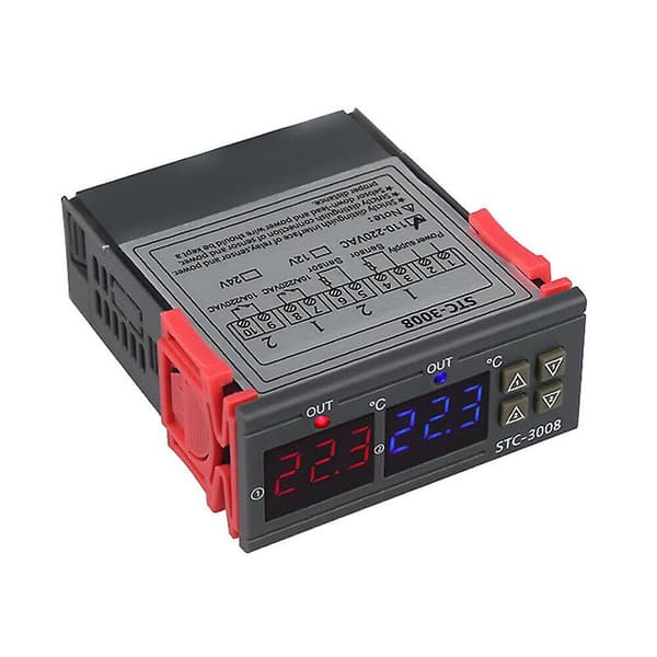 STC-3008 Dobbelt Digital Temperaturregulator Dobbelt NTC Sensor 12V Termoregulator Ny A