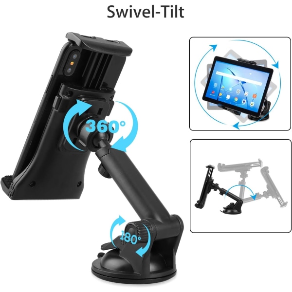 Bil Tablet Mount Universal Dashboard Forrude Bil Telefonholder 360° Drejelig med Sugekop