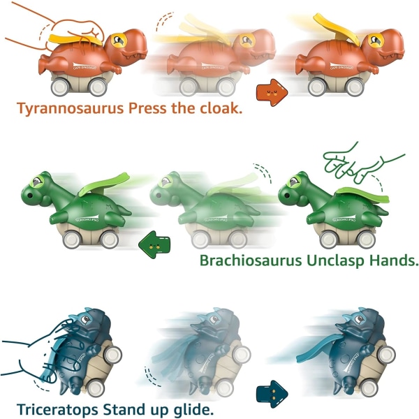 Dinosaurlegetøj til 1-4-årige drenge, tryk og kør legetøjsbiler til