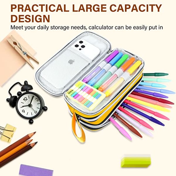 Bærbar blyantpose med stor kapacitet, holdbar lynlås