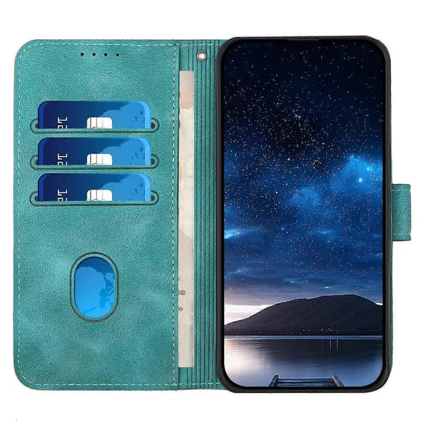 For iPhone 15 Pro Max Skinnlommebokveske Sommerfuglblomst Preget Telefondeksel med Stropp A