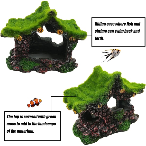 Aquarium Decoration House Resin Hollow Hideout House, Betta