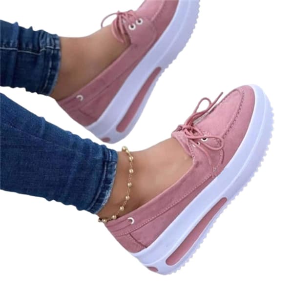 Kvinders kileplatformssneakers med snørebånd, slip-on flade sko til daglig afslappet brug A