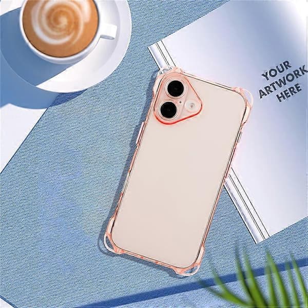Kompatibel med iPhone 16 Plus TPU-deksel Fire hjørner fallsikkert bakdeksel Rosa
