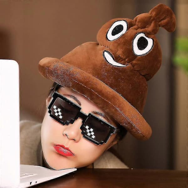 Nyhed Brun Emoticon Lortehat 1 stk. pr. ordre 25*30cm A