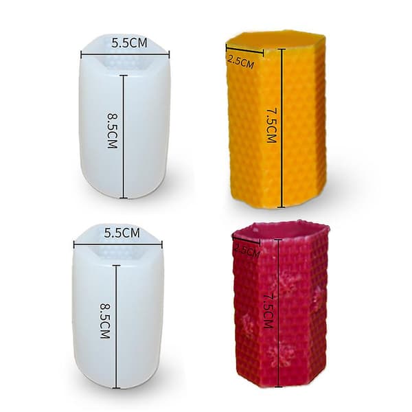 Silikonstencil Hexagonal Cylinder Honey Cone med Bee Casting Die Mjuka DIY Hantverksmallar för A