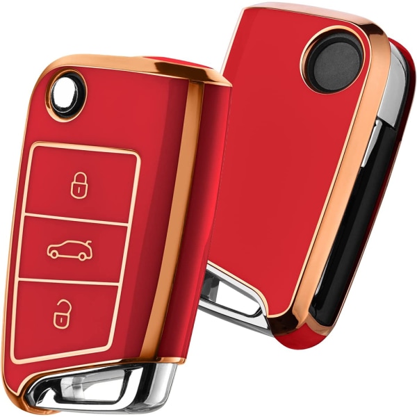 Bilnøglekasse, kan bruges på VW nøglekasse, nøgleboksdæksel (gylden kant, rød).