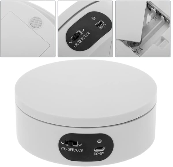 PrimeMatik - Elektrisk platespiller 12cm Hvit, Roterende plattform