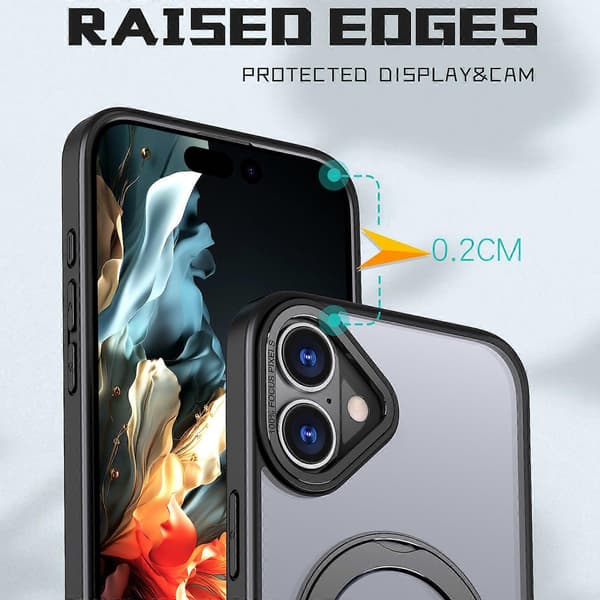 Til iPhone 16 etui TPU+akryl støtteben magnetisk telefoncover A
