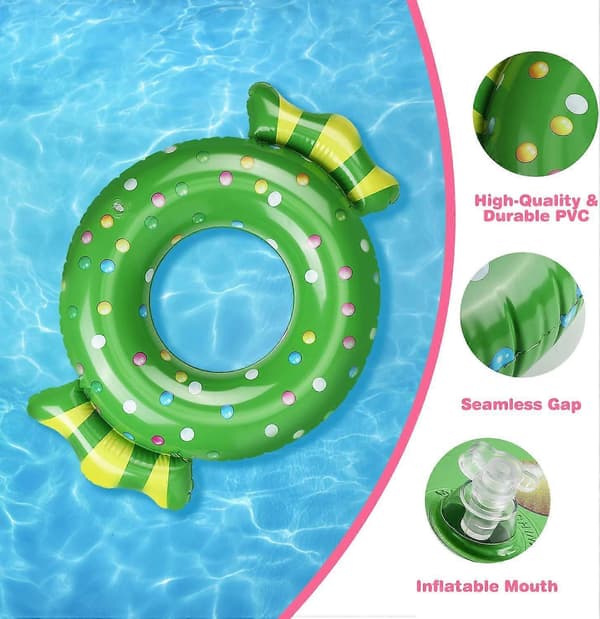 Uppblåsbara Godis Badringar, 2-pack Uppblåsbara Sommar Pool Flytringar Pool Flytleksaker för Barn, Badring för Sommar Utomhus Vattenfest Sjö Strand A