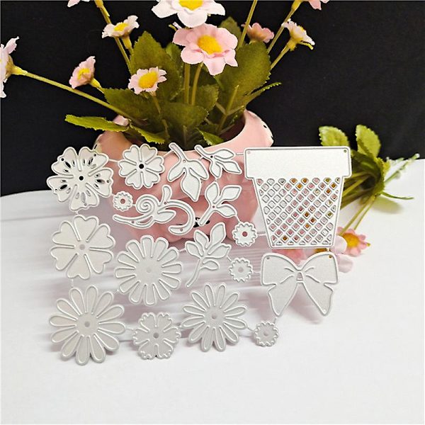 Blomma metallskärningsformar växter präglingsmapp stencil mall set 3D scrapbooking stansform A