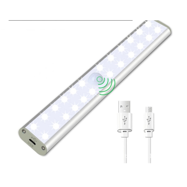 LED-garderobslampa, 24-LED, nyaste dimmer, USB-laddningsbar rörelse