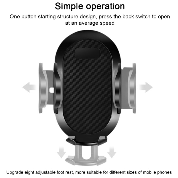 Biltelefonfäste Easy Clamp, nyaste handsfree-telefonhållare för bilens instrumentbräda Vindruta luftventil, supersugkopp, kompatibel med iPhone 11/11