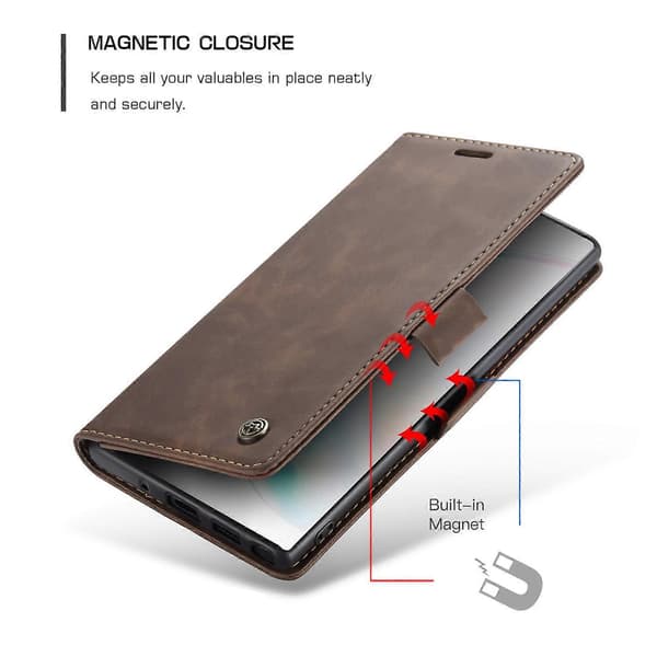 CASEME 013 Series Auto-absorbed Flip Läderplånboksfodral för Samsung Galaxy Note 10 Plus/10 Plus 5G