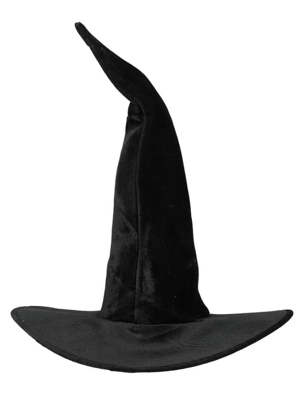 Svart heksehatt i fløyel til kvinner til Halloween A