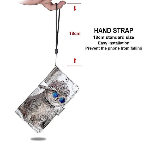 Fodral till Samsung Galaxy A03s Målat Läderfodral Magnetisk Stängning - Solglasögon Katt A