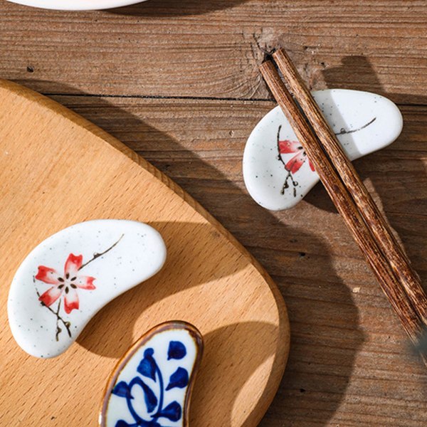 Japansk stil 3-delad keramiska ätpinnar vilar servis