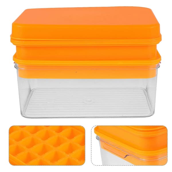 Mini isbakke isterningebakker med låg til fryser 2 stk. orange stabelbart design A