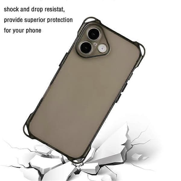 Kompatibel med iPhone 16 Plus TPU-etui Fire Hjørner Drop-Proof Bagcover Sort