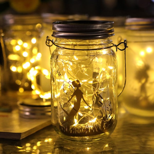 Aurinkokenno Mason Jar -valot, 8 kpl 20 LED -purkin kansivalosarjaa