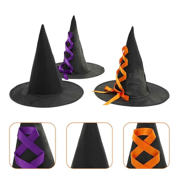 Halloween Heksehatt Dekorativ Hatt til Halloween 3 stk. Stoffbåndsløyfe A