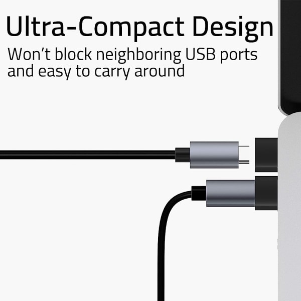 USB C hunn til USB hann adapter 3-pak [aluminiumsdeksel,