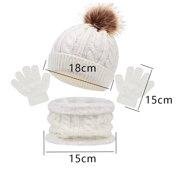 Children's hat scarf gloves three pieces, autumn and winter baby