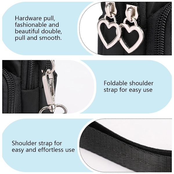 Liten crossbody-plånbokstelefonväska för kvinnor, minicrossbodyväska, mobiltelefonväska, miniplånbok över axeln