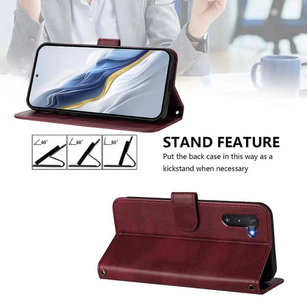 Linjespleisende spenne retro skinntelefonveske (til Samsung Galaxy Note10)
