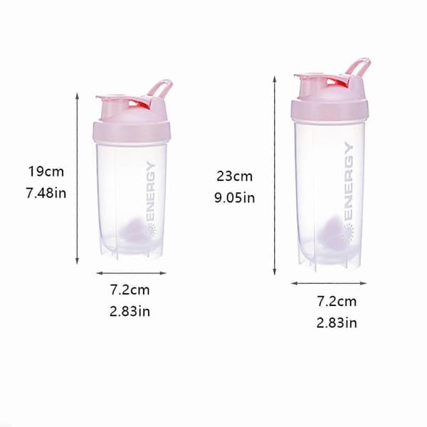 KAGAYD 1-pack (500ml/700ml) 28 Oz proteinshakerflaskor kompatibla med proteinblandningar, 2x vispar, läckagesäkra koppar A