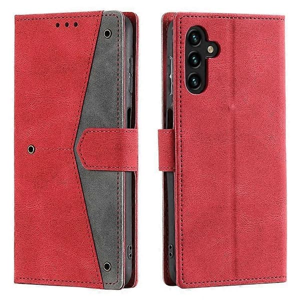 Kompatibel med Samsung Galaxy A16 Läderfodral Splicing Stitching Plånboksställ Telefonfodral med Rem A
